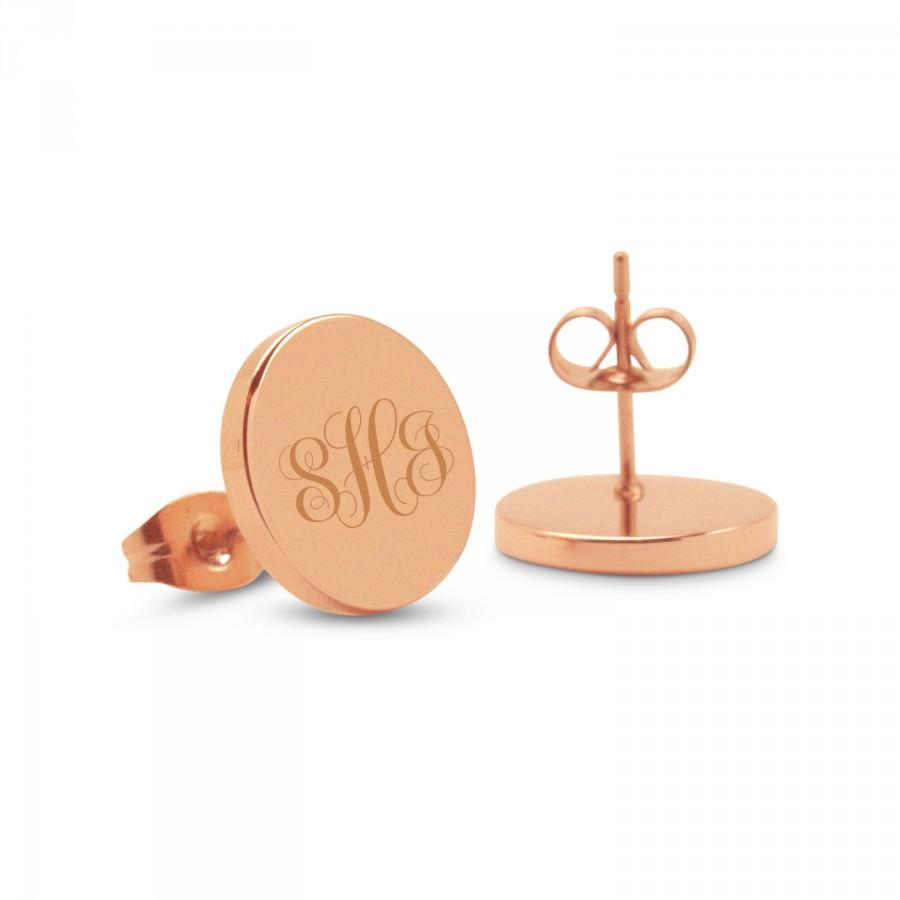Hochzeit - Personalised rose gold earrings - letter jewellery - Perfect personalized gift for your sister, bestie or Bridesmaid (Made in Australia)