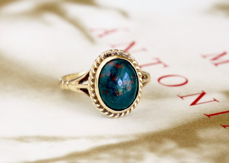 Свадьба - Edwardian 1.4ct  Bloodstone Engagement Ring, Antique Engagement Ring, Victorian Bloodstone Gold Ring, Antique Heliotrope Ring, Vintage Ring