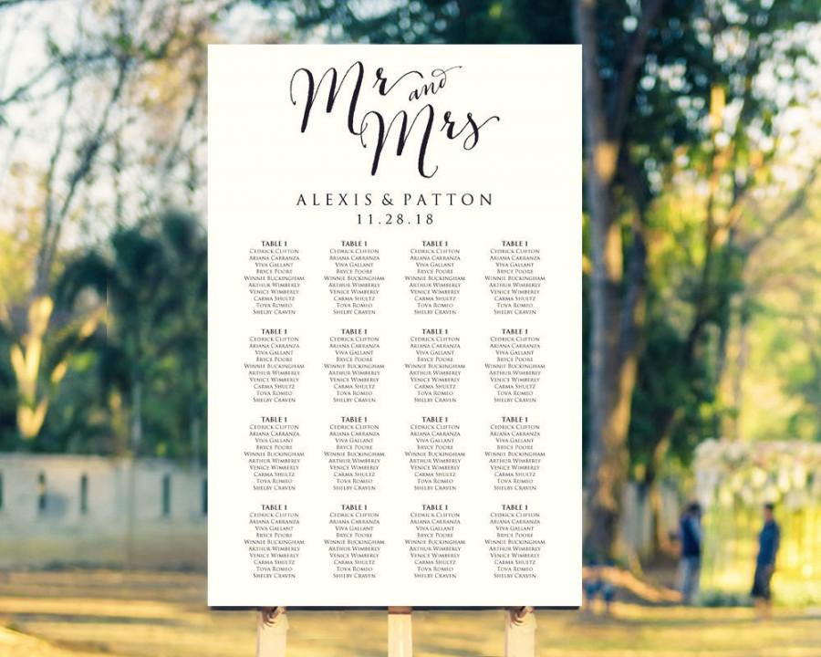 Hochzeit - Mr and Mrs Wedding Seating Chart Template in FOUR Sizes, Wedding Sign Seating Chart Poster, DIY Printable, Reception Sign  - $15.50 USD