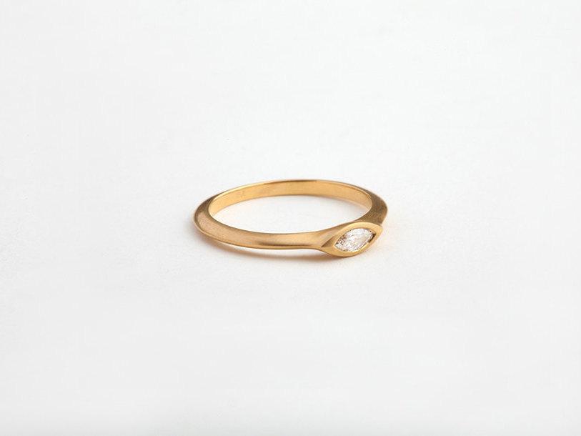 زفاف - SALE Dainty Diamond Ring, Delicate Marquise Engagement Ring, Thin Diamond Ring, Marquise Diamond Ring, 14k 18k Yellow Gold Diamond Stackable