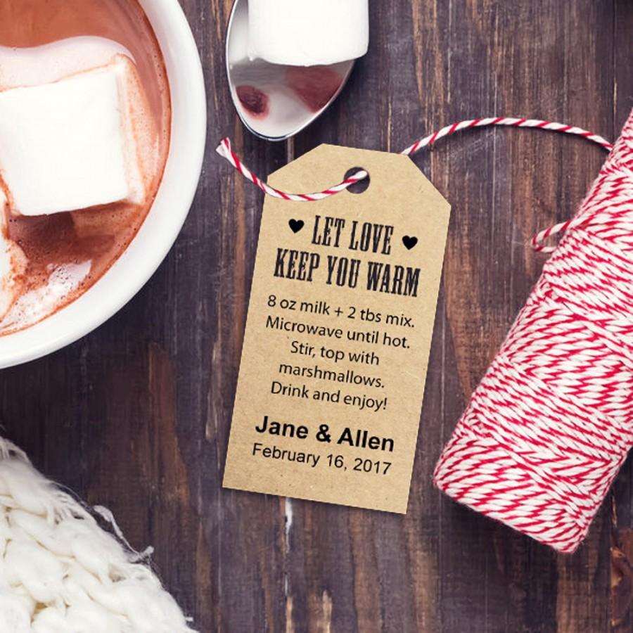 Свадьба - Hot Chocolate Favors Recipe Tag, THREE Template Sizes, Let Love Keep You Warm Custom Tags, DIY Printable Favor Tags, Gift Tags, Wedding Tags - $6.50 USD