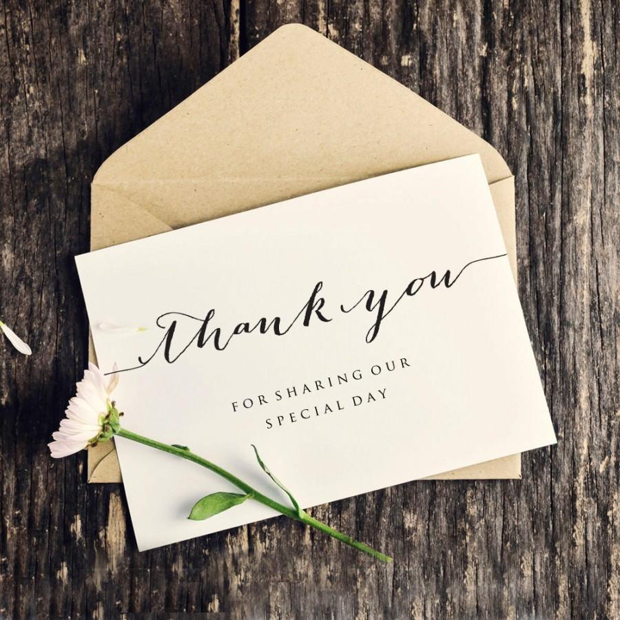 Wedding - Thank You Wedding Card Template, Personalized Wedding Card, Thank You For Sharing Our Special Day, Printable Wedding Card Template,  - $6.50 USD