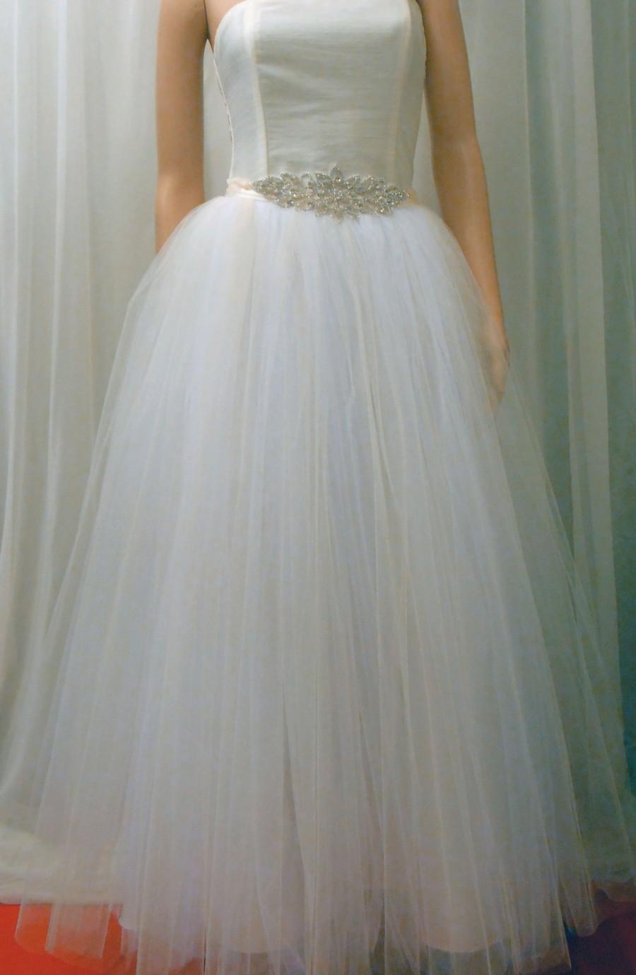 زفاف - Tutu  Wedding Gown SKIRT overlay , Tulle Skirt With Satin Ribbon Top