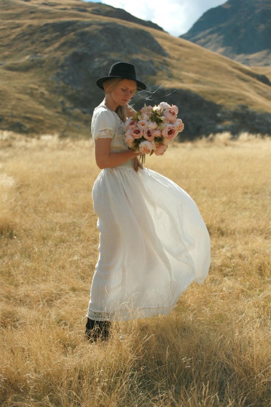 Hochzeit - Linen maxi dress rustic, country and boho wedding dress