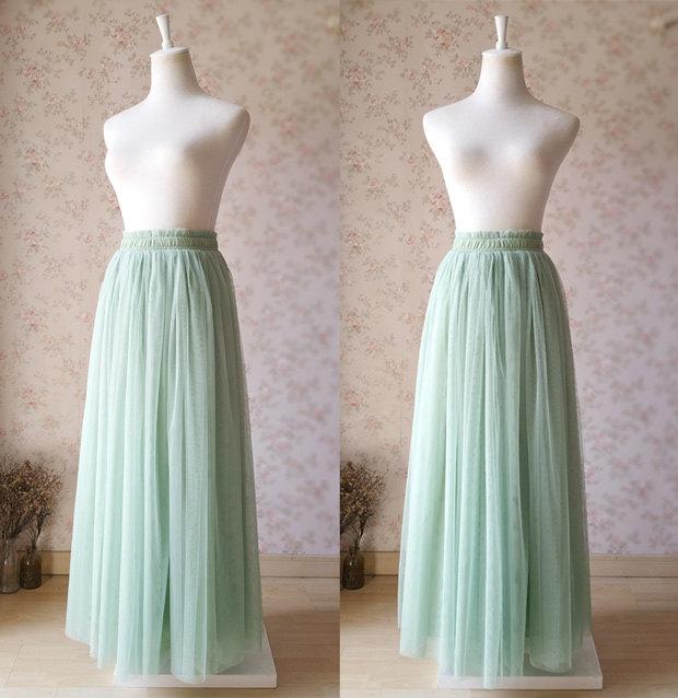 Mariage - 2017 Sage tulle skirt full Tulle Skirt Women's Tulle Skirt Maxi Bridesmaid Skirt. Sage green Wedding. Women Long Floor Length TUTU (WD38)