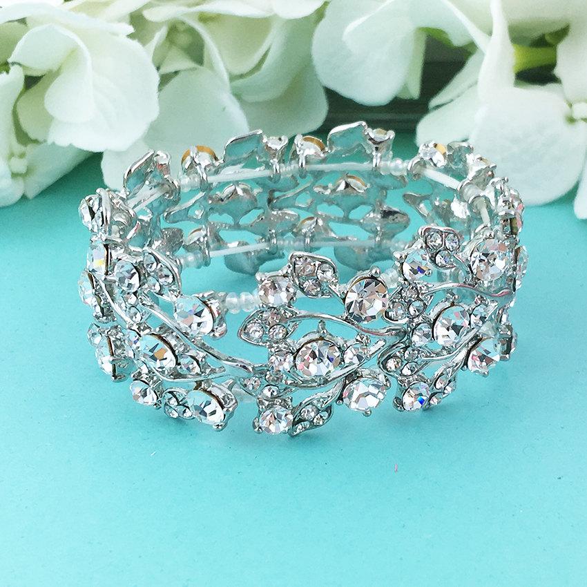 زفاف - Crystal Bridal Bracelet, rhinestone wedding bracelet, crystal bracelet, bridesmaid bracelet, crystal wedding bracelet 211129665