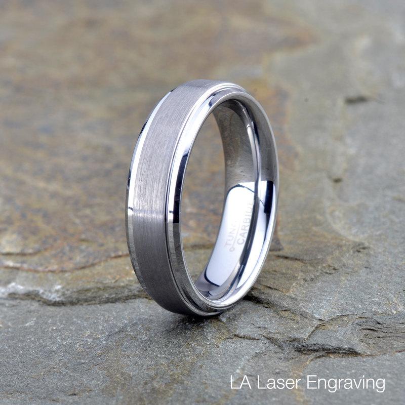 Свадьба - Tungsten Wedding Ring, mens Band, Brushed Ring, Mens Wedding Ring, Custom Engraved Ring, Wedding Band, Anniversary Ring,