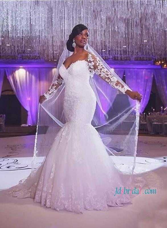 Wedding - Sexy sweetheart neck mermaid lace wedding dress