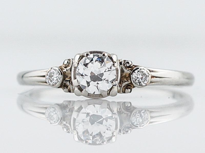 Wedding - Antique Engagement Ring Jabel Art Deco .33 Old European Cut Diamond in 18k White Gold