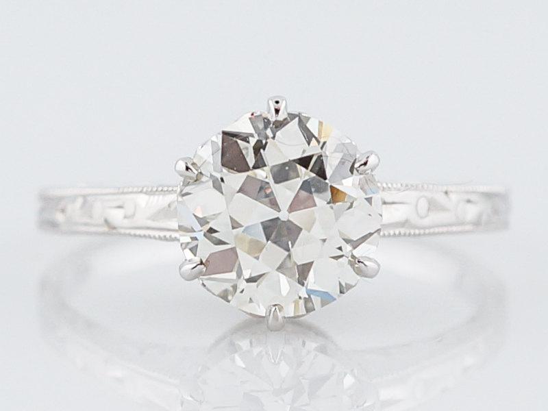 زفاف - Antique Engagement Ring Art Deco GIA 1.67 Old European Cut Diamond in 14k White Gold