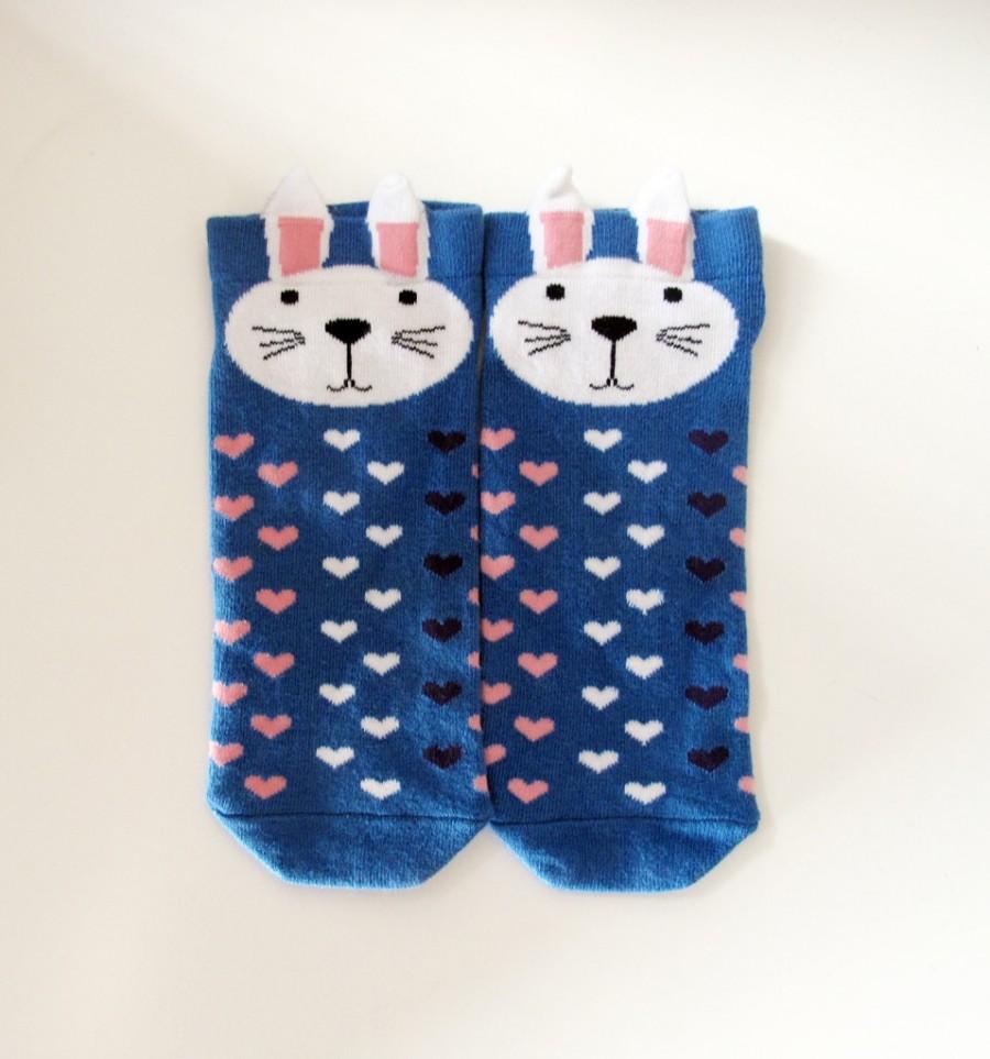 Mariage - Blue Cat Socks ,Women Socks,Boot Socks,Ankle Socks,Blue Socks
