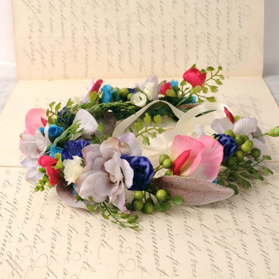 Hochzeit - Spring Wedding Crown, Flower Head Wreath, Bridal Hair Wreath, Floral Wedding Head Piece, Maternity Flower Crown, Summer Festival