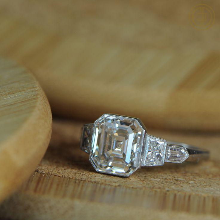 Hochzeit - Vintage Asscher Cut Engagement Rings