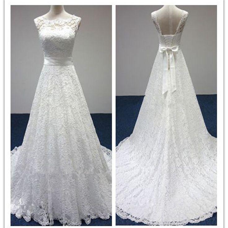زفاف - Vintage Simple Country Elegant Bridal Lace Tulle Wedding Dresses Online, DB042 - Custom Size / Picture Color