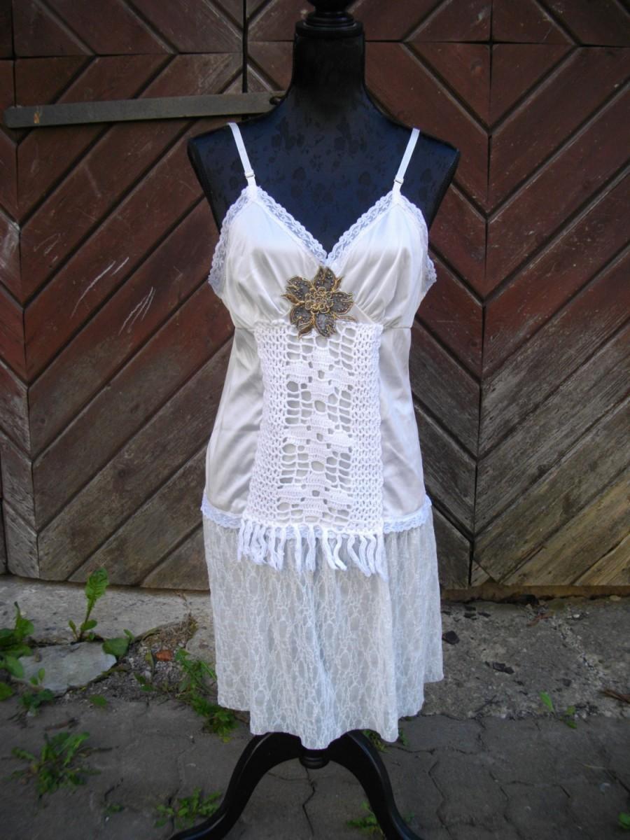 Hochzeit - Sale 40%OFF/Summer dream/OOAK/bridal gown/Size M/Ecofriendly/embroidered/ Boho/handmade/Hippie/Cinderella Gipsy,shabby chic, endladesign