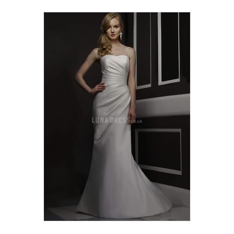 زفاف - Mermaid Strapless Satin Floor Length Court Train Wedding Dress With Pleats - Compelling Wedding Dresses
