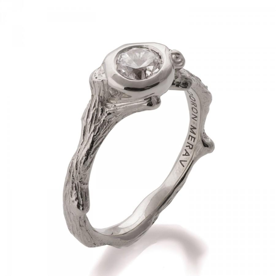 زفاف - Twig Engagement Ring - 18K White Gold and Diamond engagement ring, engagement ring, leaf ring, filigree, antique, art nouveau, vintage, 10