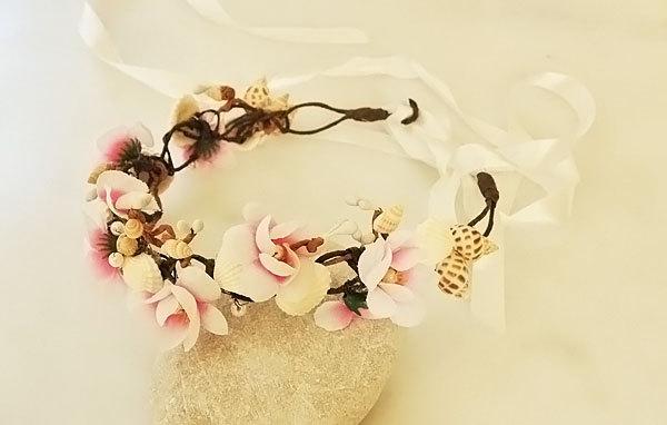 Свадьба - seashell headpiece,seashell headband,seashell hair accessories,seashell crown,beach wedding,seashell tiara,seashell hair comb,seashell crown