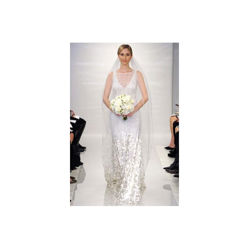 Mariage - Theia FW14 Dress 19 - Sheath Theia Full Length Fall 2014 V-Neck White - Nonmiss One Wedding Store