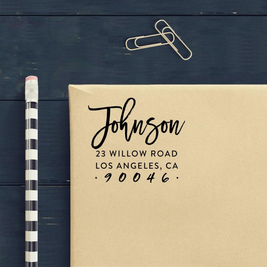 Wedding - Brush Script Return Address Stamp - Custom Address Stamp - Self Inking