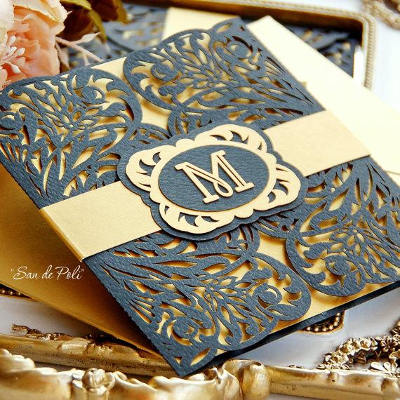 Mariage - Wedding stationery invitation Art Deco Nouveau Pattern Card Templates SVGfiles Lace folds (svg, dxf, ai, eps) papercut lasercut Cameo Cricut