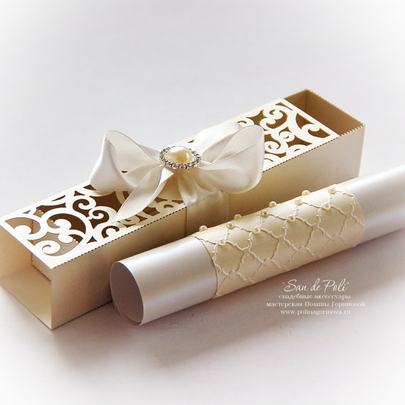 زفاف - Wedding box invitations scroll roll Card Template swirl cutting file C116 (svg, dxf, ai, eps, png, pdf) laser paper cut pattern Cricut Cameo