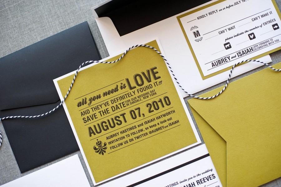 Свадьба - Green Save the Date, Black Save the Date, Custom Save the Date, Square Save the Date, Modern Save the date, Aubrey and Isiah