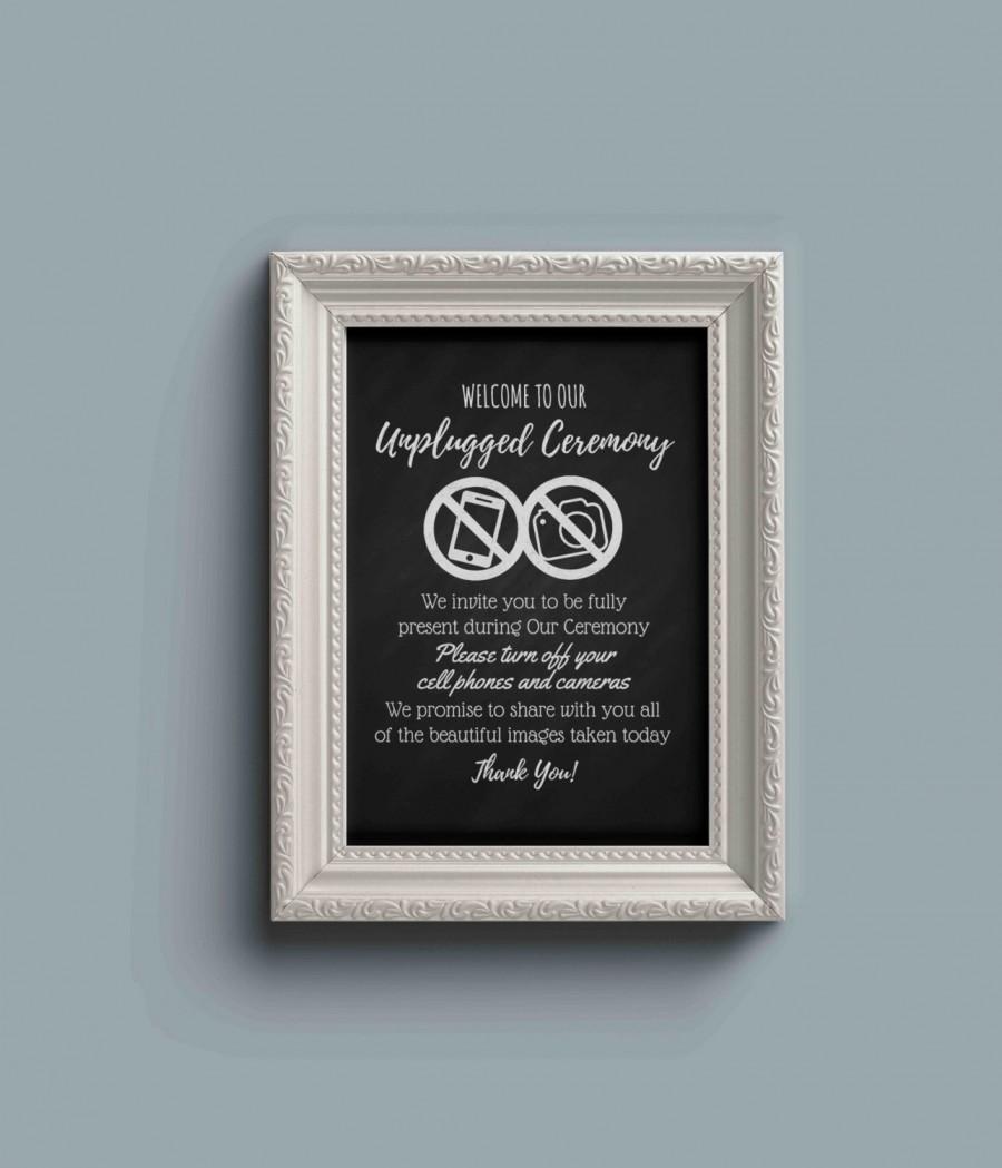 Wedding - Unplugged Ceremony Printable / Unplugged Wedding Sign / Printable Unplugged Sign / No phones Sign / Chalkboard wedding Printable sign