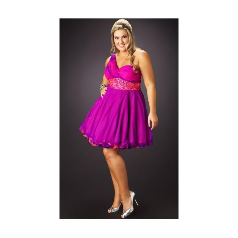 زفاف - Fabulouss Plus Size 1 Shoulder Short Prom Dress by MacDuggal 3367F - Brand Prom Dresses