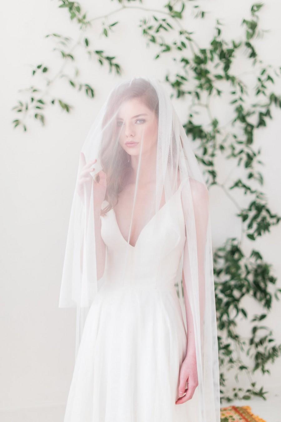 Wedding - English net bridal veil with blusher, bridal veil, wedding veil