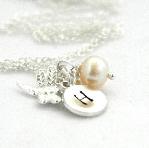 زفاف - Bridesmaid necklace - Dragonfly Necklace - Personalized  Necklace - Gifts for Best Friends - Freshwater Pearls Necklace - Sister Jewelry