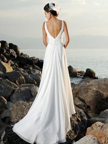 Wedding - Classic V-Neck Chiffon & Crystals Wedding Dress :: Autumn Collection
