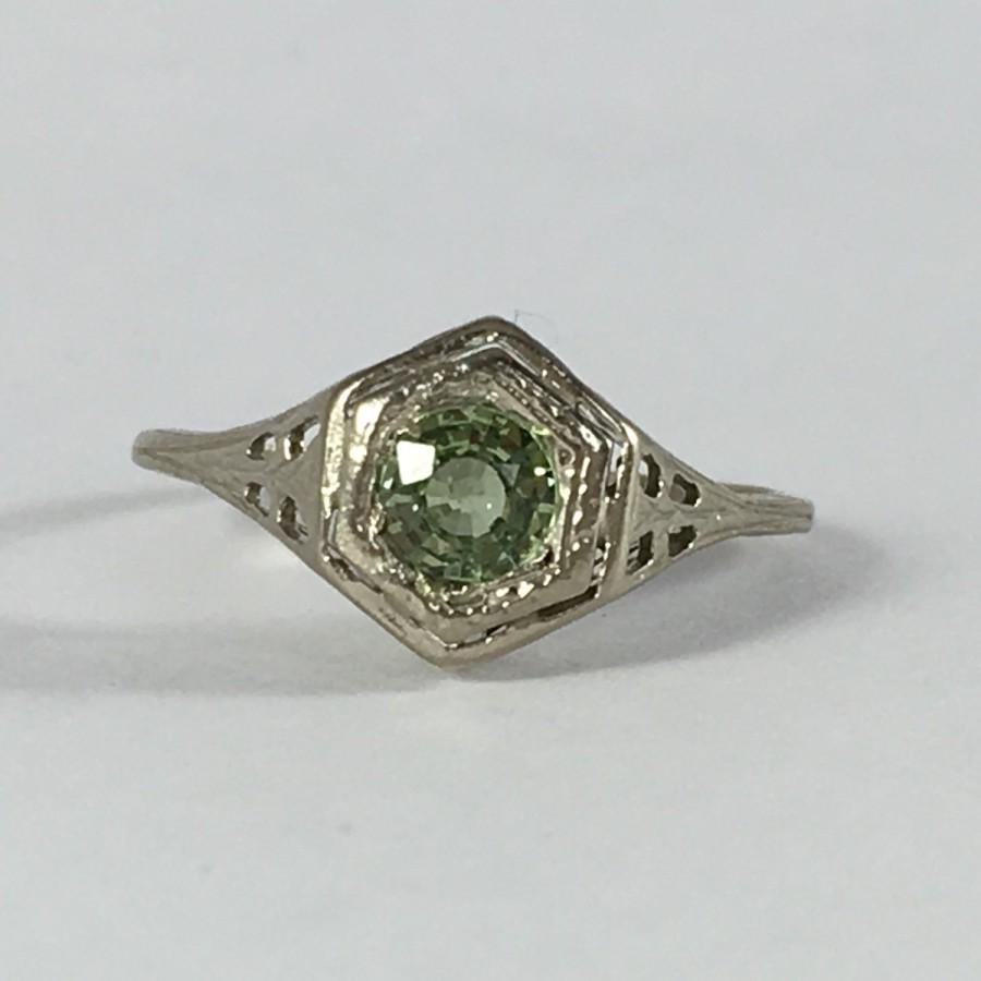 Wedding - RESERVED LISTING for CD Vintage Spinel Ring. 10k Gold Filigree Setting. Green Spinel. Unique Engagement Ring. Estate Jewelry. 65th Annivers