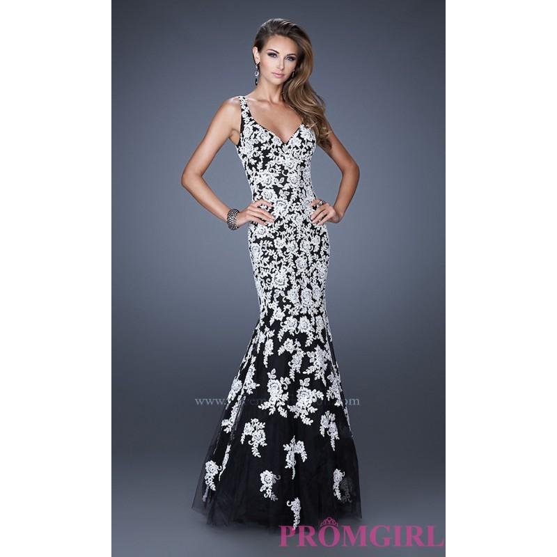 زفاف - Long Lace V-Neck Mermaid Gown by La Femme - Discount Evening Dresses 