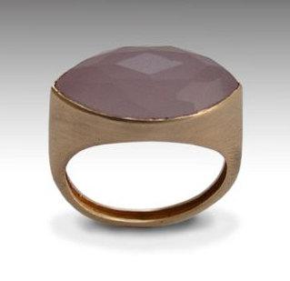 زفاف - Engagement Ring, Solid Rose Gold Ring, Rose Chalcedony Stone Ring, Brushed Rose Gold Ring, statement ring - First impressions RG1225-1