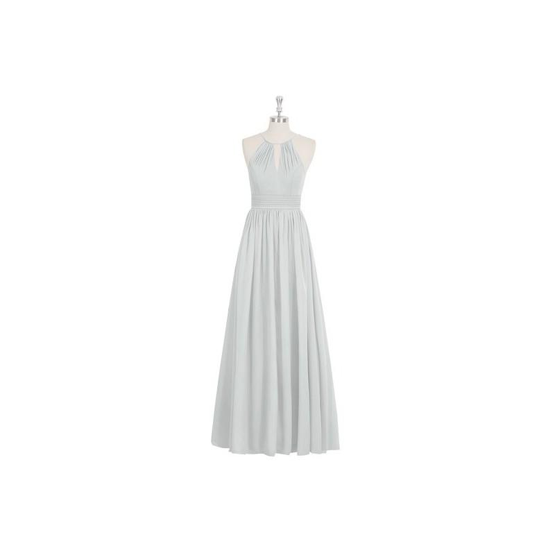 زفاف - Silver Azazie Cherish - Floor Length Halter Chiffon Keyhole Dress - The Various Bridesmaids Store