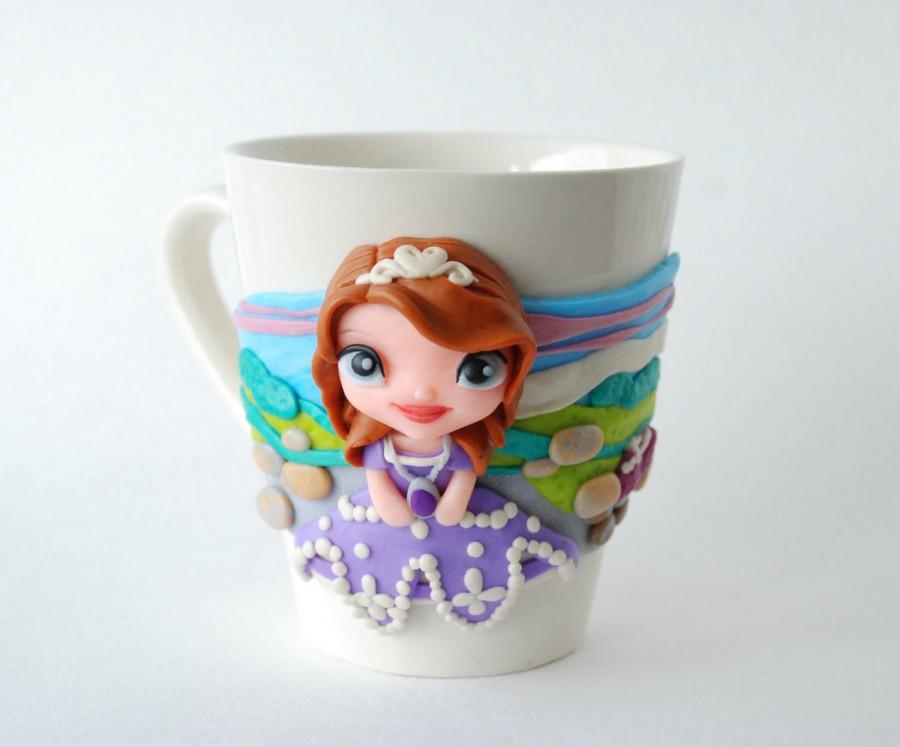 Mariage - Sofia the First Mug Polymer Clay Mug Ceramic Cup Personalized Gift Gift for Sister Gift for Daughter Cartoon Сharacters