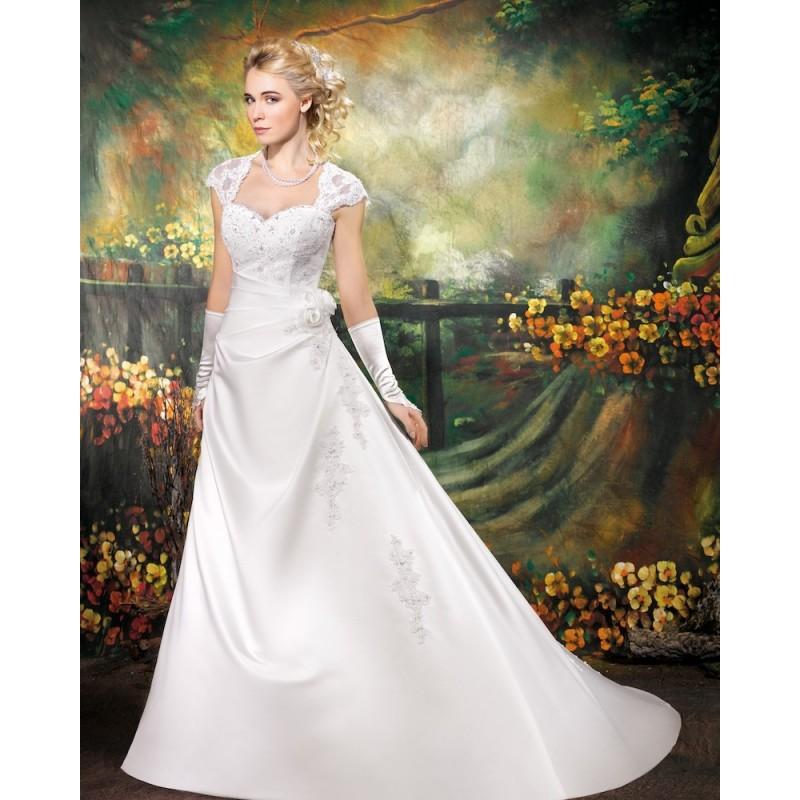 Свадьба - Charming A-line Straps Beading Lace Hand Made Flowers Sweep/Brush Train Satin Wedding Dresses - Dressesular.com