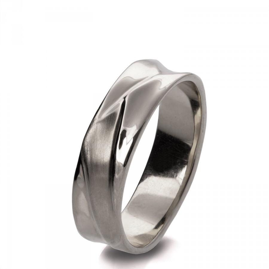 Hochzeit - Waves No.5 - 18K White Gold Ring , Unisex Ring , Wedding Ring , Wedding Band , Mens Band, white gold band, white gold ring, wave band