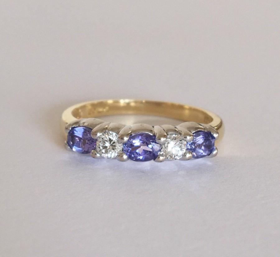 زفاف - 18ct Gold Tanzanite & Diamond Ring