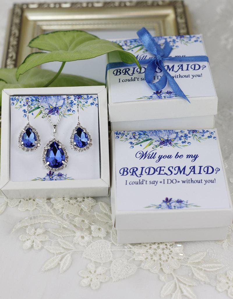 Wedding - Navy Blue Earrings Bridesmaid Gift Wedding Jewelry Sapphire Blue Earrings Bridesmaid Earrings Something Blue Earring  Blue Wedding Earrings
