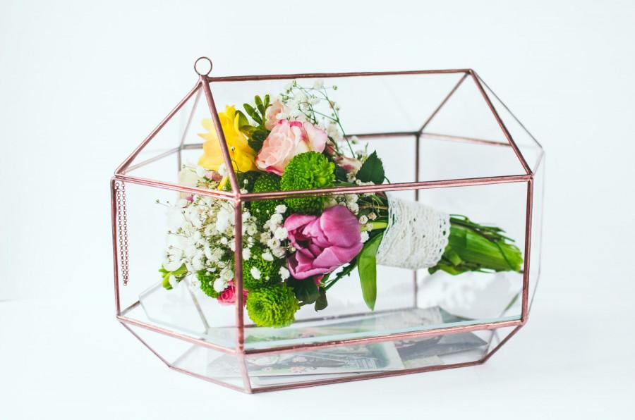 زفاف - Wedding Bouquet Geometric Glass Box Card box Wedding box Wedding planner Hochzeit Wedding Bouquet Bridesmaid Gift Golden Wedding decor