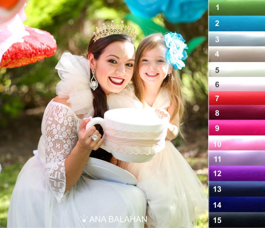 Hochzeit - Flower girl dress, Classic flowergirl dress, Wedding Junior Bridesmaid, First Communion For Children Toddler Kids Teen Girls, 16 sash colors