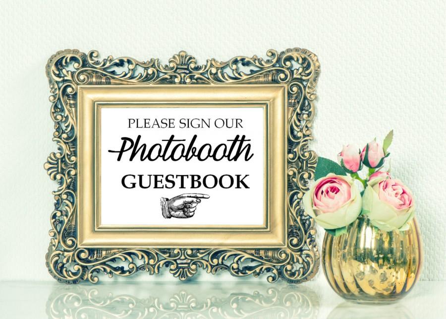Свадьба - Please sign our photobooth guestbook sign - Wedding Reception Signage, Wedding Signs, Table Card, Modern, Calligraphy