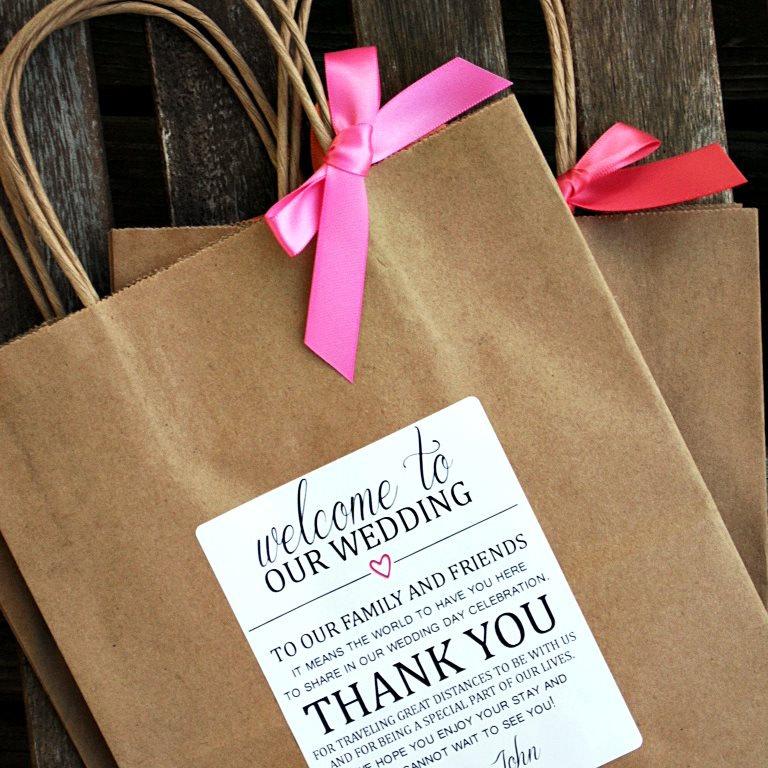 Wedding - Personalized "Welcome to Our Wedding - Thank You" Wedding Welcome Bag