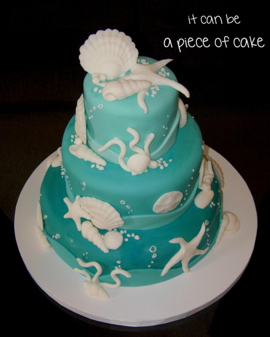 زفاف - edible shells beach theme wedding cake decorations