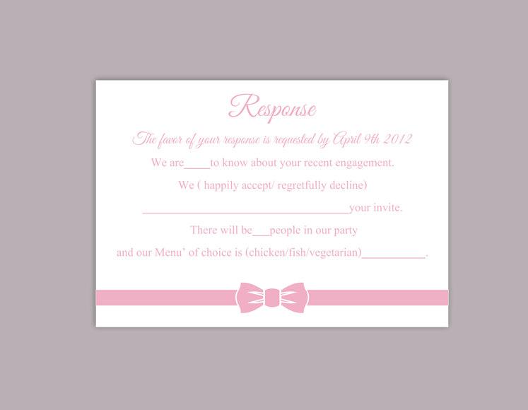 Wedding - DIY Wedding RSVP Template Editable Word File Instant Download Rsvp Template Printable RSVP Cards Pink Bow Rsvp Card Elegant Rsvp Card - $6.90 USD