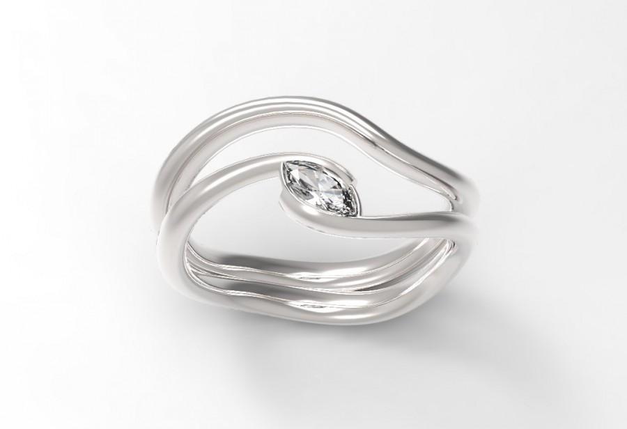 Mariage - Wedding Ring Set, Bridal Ring Set, Unique Engagement Ring, Marquise Engagement Wedding Ring Set, Diamond Engagement Ring Halo Wedding Band.