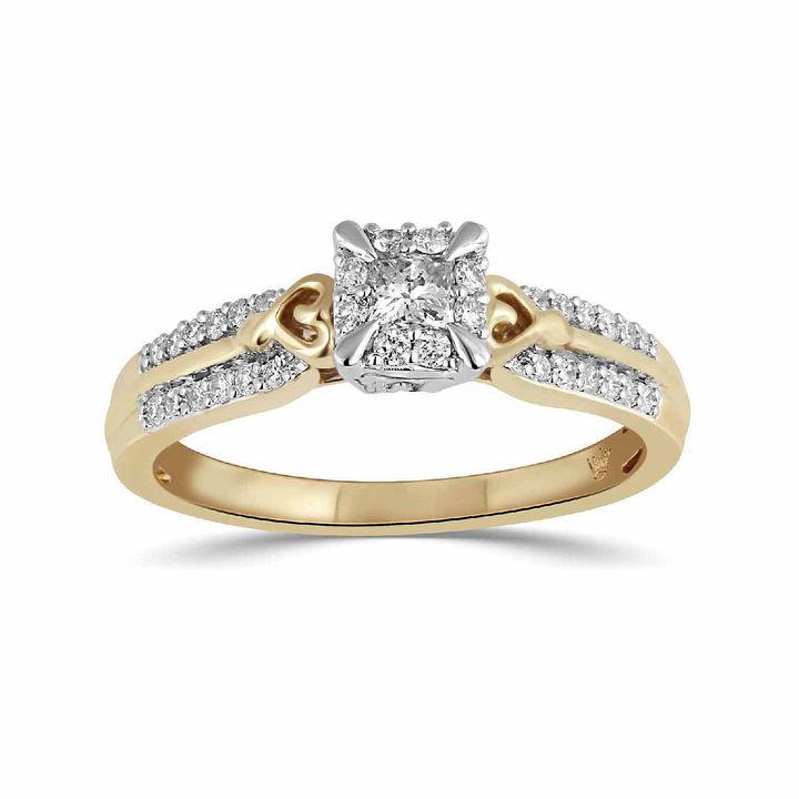 Wedding - FINE JEWELRY Hallmark Bridal Womens 1/3 CT. T.W. Princess White Diamond 10K Gold Engagement Ring