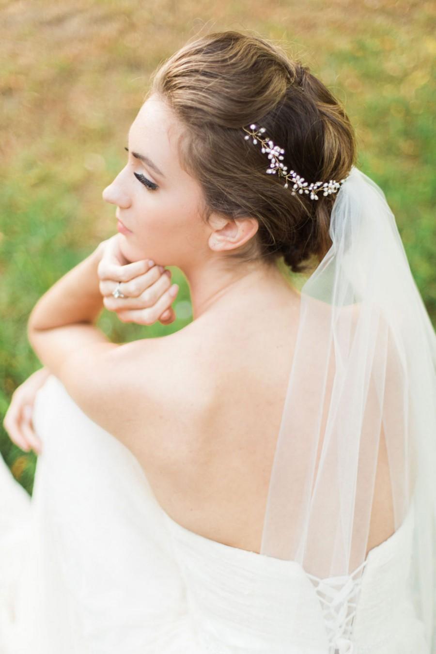 Hochzeit - Delicate Pearl & Crystal Hair Vine, Wedding Hair Accessories, Hair Vine, Hair Accessories, Headband, Gold Hair Accessories, Bridal Hair Vine